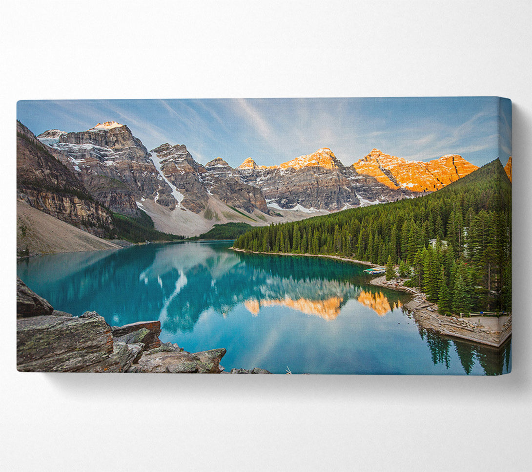  A Canvas Print of Crystal clear lake in the mountain range Canvas Art