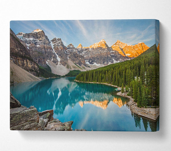  A Canvas Print of Crystal clear lake in the mountain range Canvas Art
