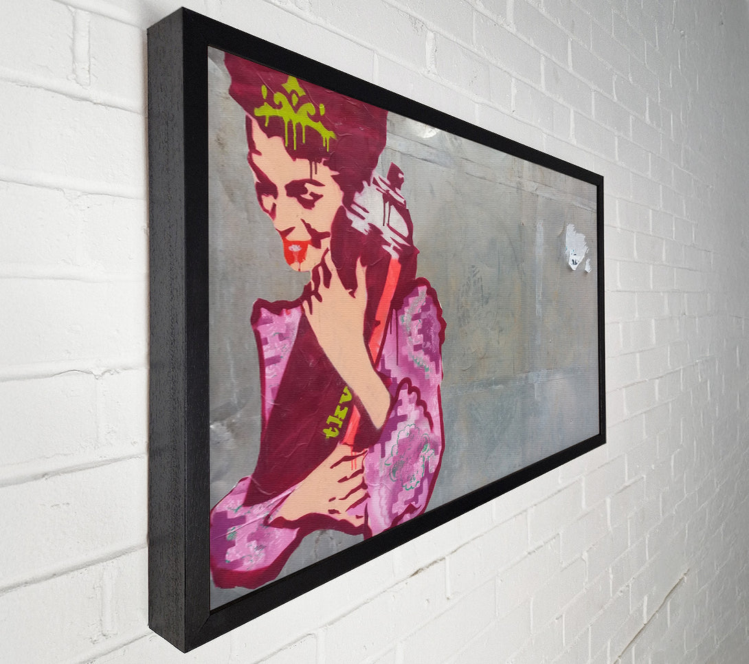  A Canvas Print of Woman hugging the spray can Canvas Wall Art