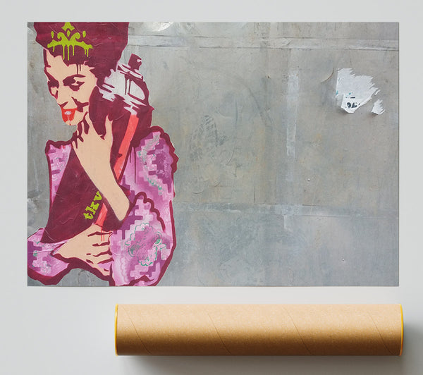 Woman Hugging The Spray Can Print