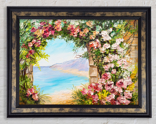 Floral View Of The Cove Watercolour Framed Print