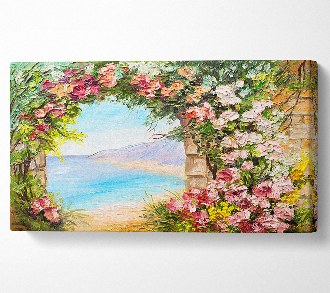 A Canvas Print of Floral View Of The Cove Watercolour Canvas Art