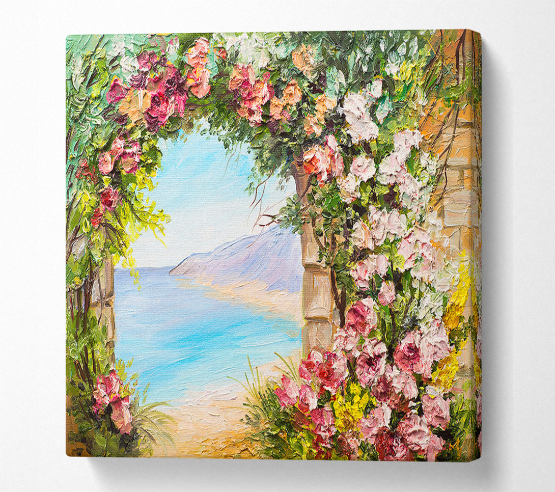  A Canvas Print of Floral View Of The Cove Watercolour Canvas Art