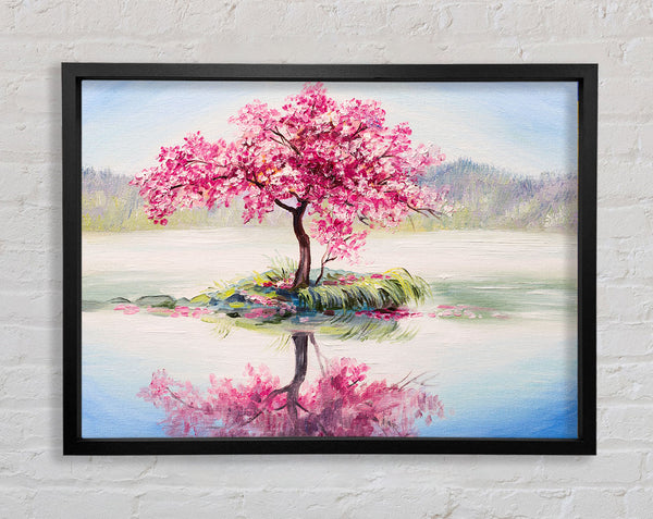 Lone Pink Blossom Tree Framed Print