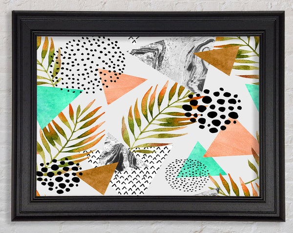 Mix Mid Century Plants And Patterns Framed Print