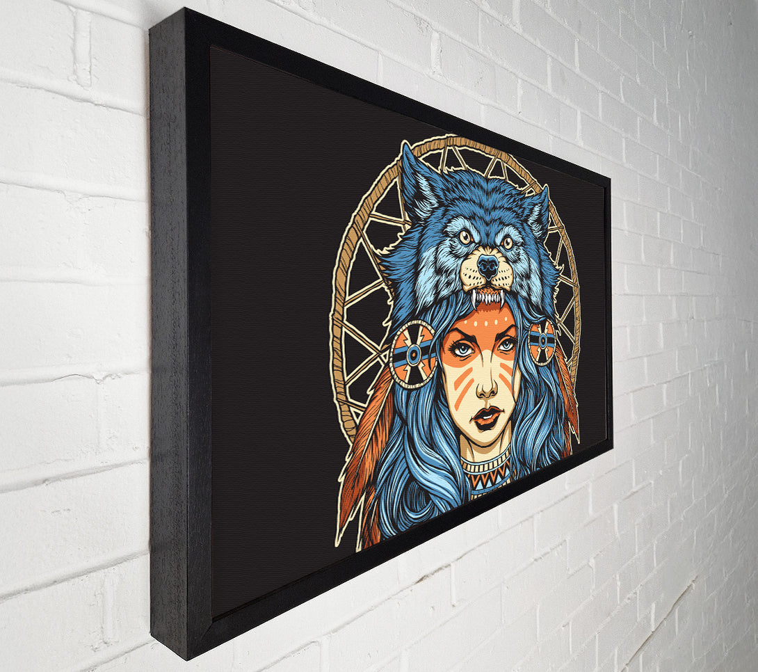  A Canvas Print of Wolf Head Woman Canvas Wall Art