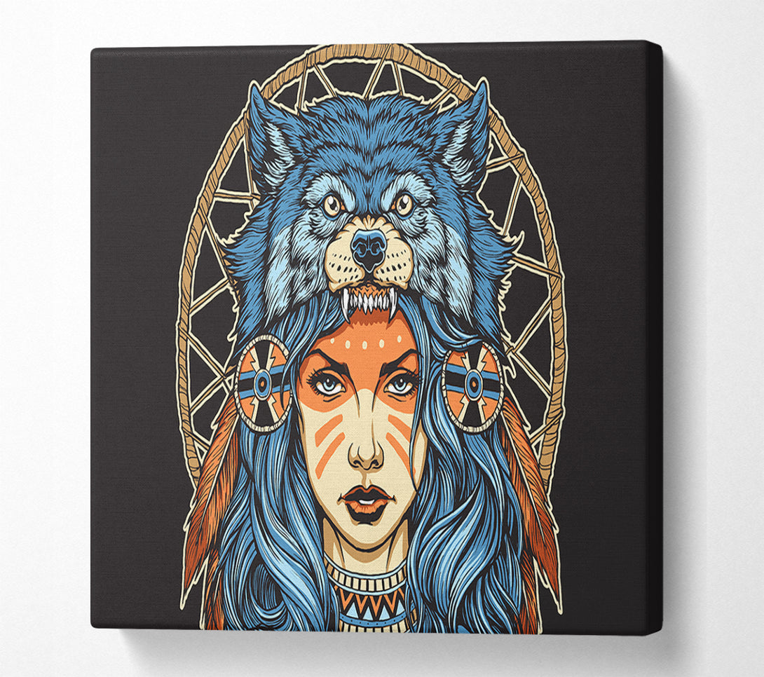  A Canvas Print of Wolf Head Woman Canvas Wall Art