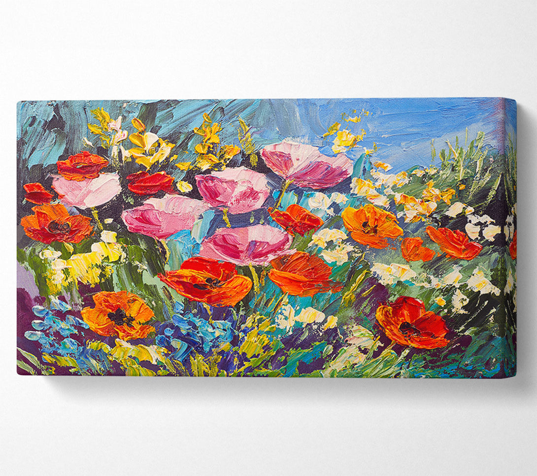  A Canvas Print of Mixed Poppies In The Sun Canvas Wall Art