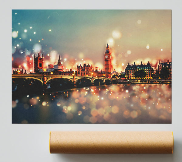 Bokeh London Houses Of Parliament Print