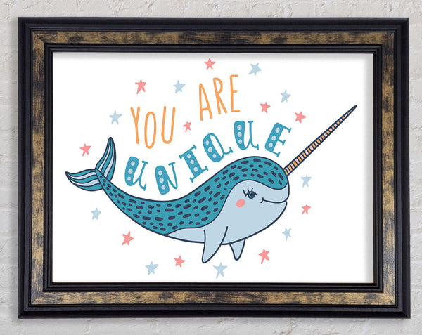 You Are Unique Narwhal Framed Print
