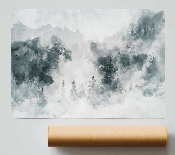 Watercolour Grey Forest Poster