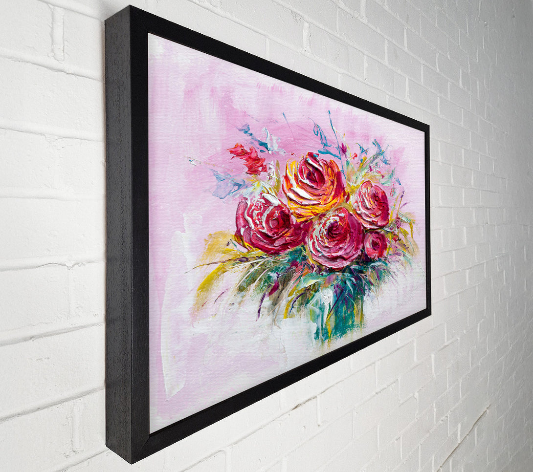  A Canvas Print of Hand Painted Flowers Canvas Wall Art