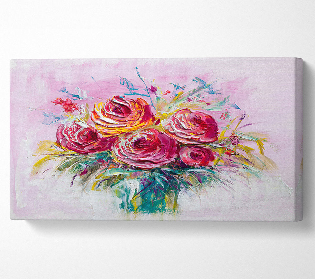  A Canvas Print of Hand Painted Flowers Canvas Wall Art