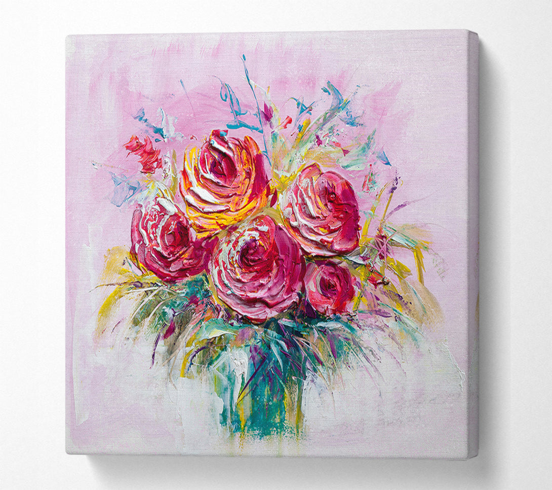  A Canvas Print of Hand Painted Flowers Canvas Wall Art
