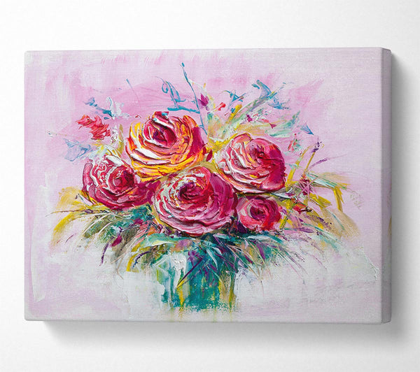  A Canvas Print of Hand Painted Flowers Canvas Wall Art