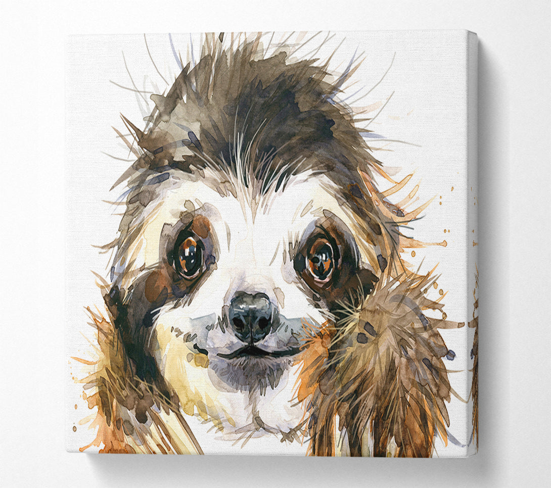  A Canvas Print of Water Colour Sloth Canvas Wall Art