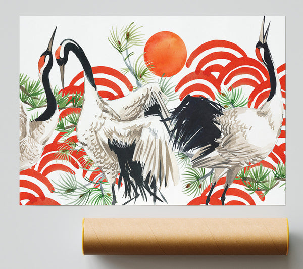 Japanese Stork Print
