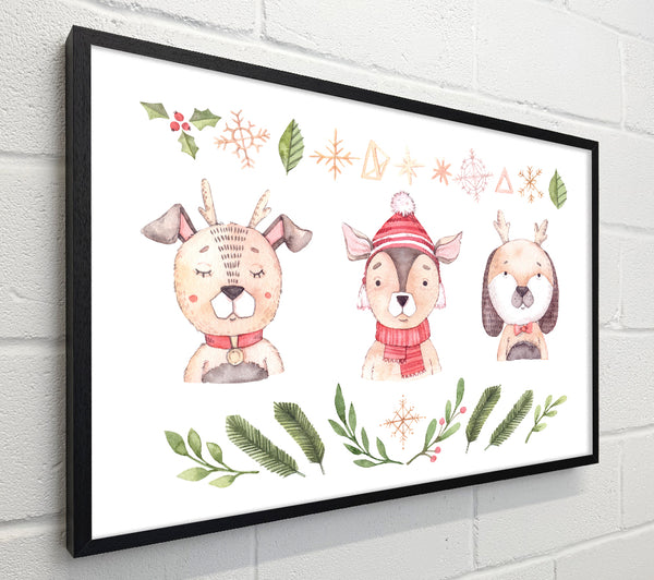 Three Woodlands Animals At Christmas