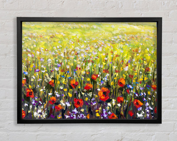 Poppy Field In The Summer Framed Print