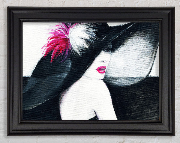 Woman In Black Hat Framed Print