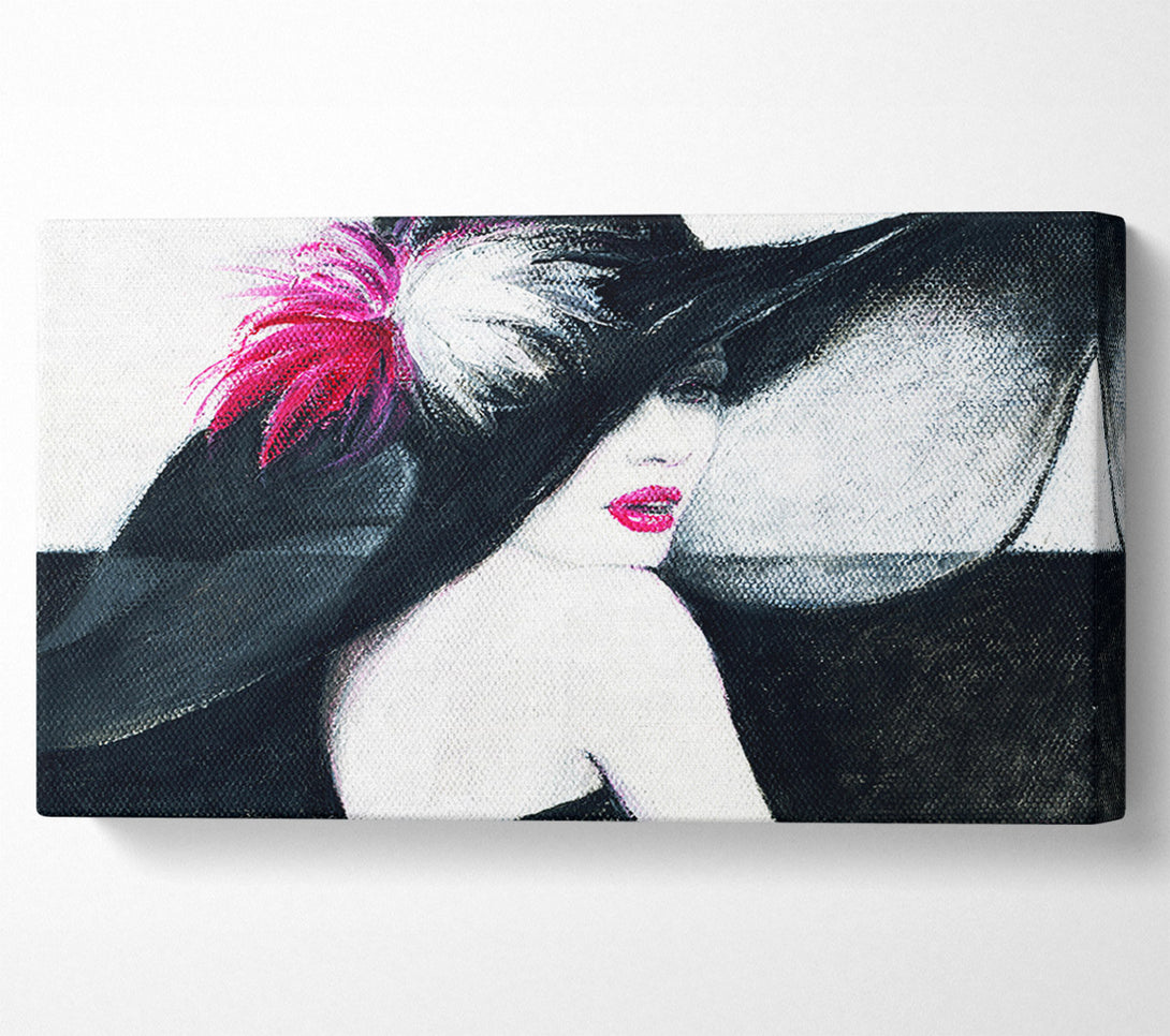  A Canvas Print of Woman In Black Hat Canvas Print