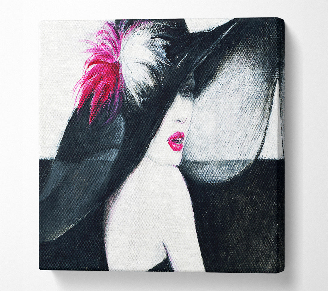  A Canvas Print of Woman In Black Hat Canvas Print