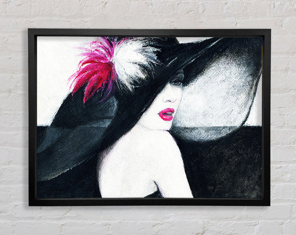 Woman In Black Hat Framed Print