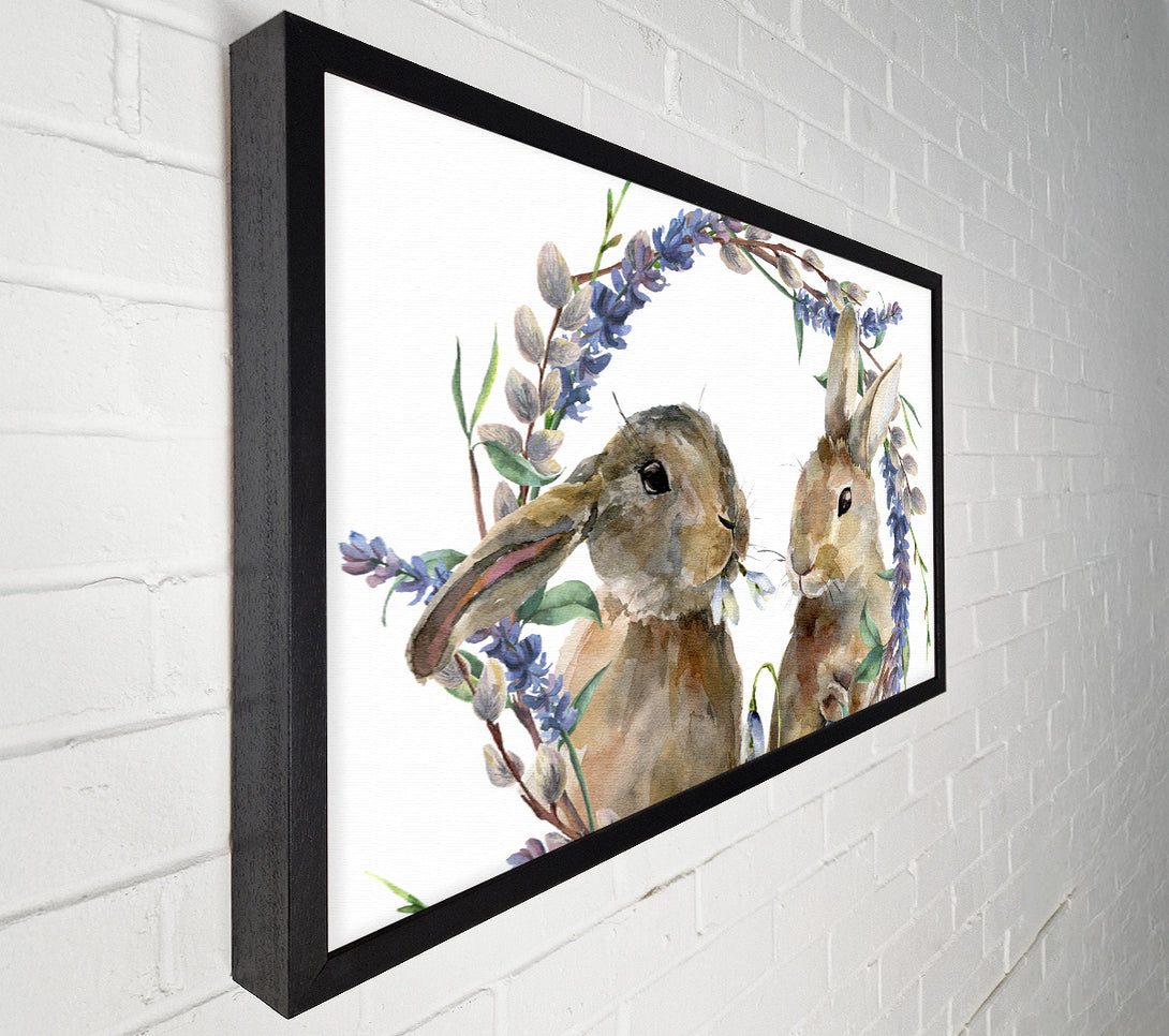  A Canvas Print of Two Watercolour Rabbits Canvas Art