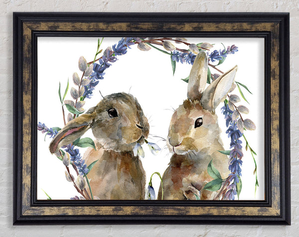 Two Watercolour Rabbits Framed Print