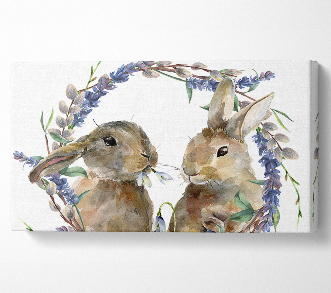  A Canvas Print of Two Watercolour Rabbits Canvas Art