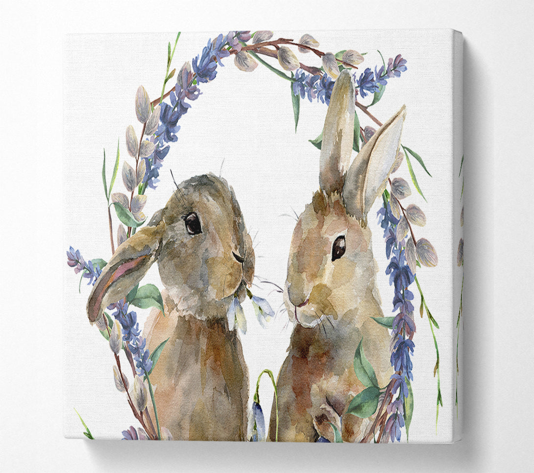  A Canvas Print of Two Watercolour Rabbits Canvas Art