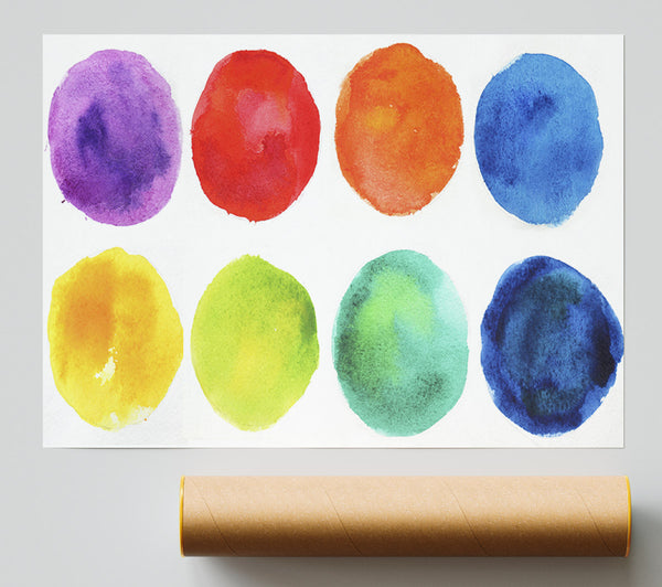 Eight Blobs Of Colour Poster