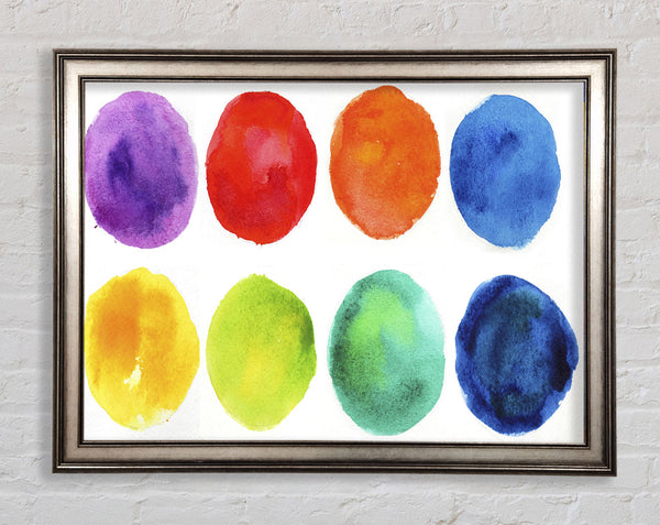Eight Blobs Of Colour Framed Print