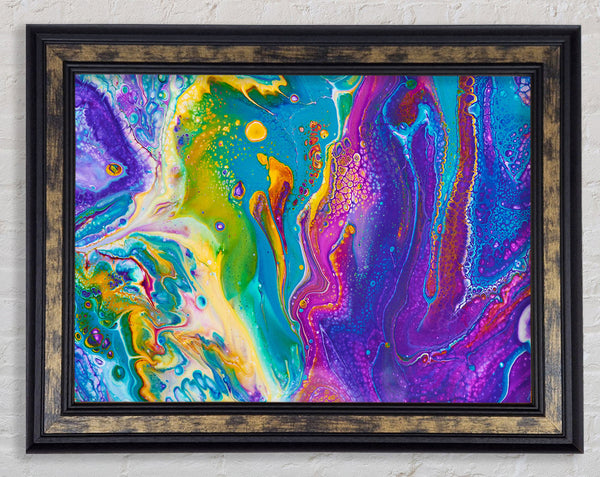 Multicoloured Swirls Of Oil Paint Framed Print