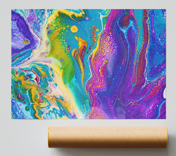 Multicoloured Swirls Of Oil Paint Giclee Print