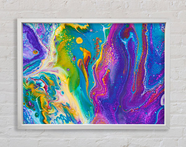 Multicoloured Swirls Of Oil Paint Framed Print