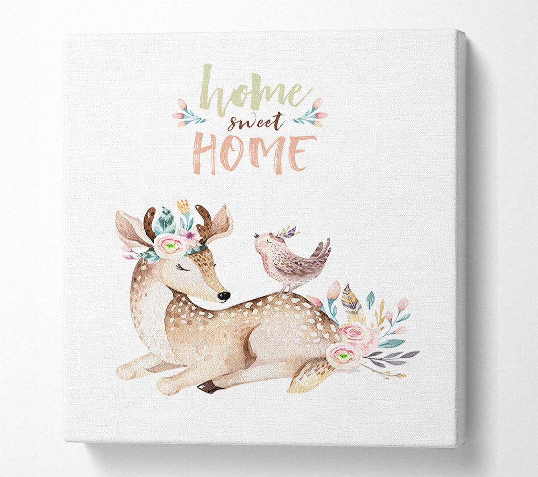  A Canvas Print of Home Sweet Home Woodland Animals Canvas Art