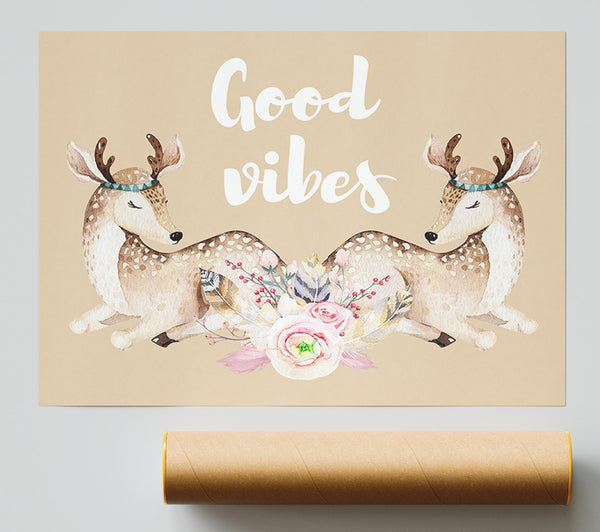 Good Vibes Woodland Animals Print