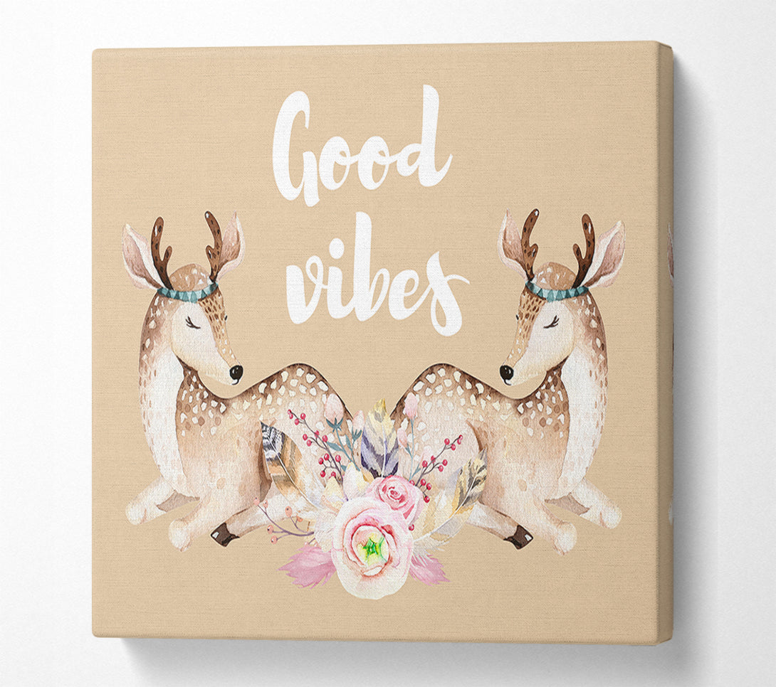  A Canvas Print of Good Vibes Woodland Animals Canvas Print
