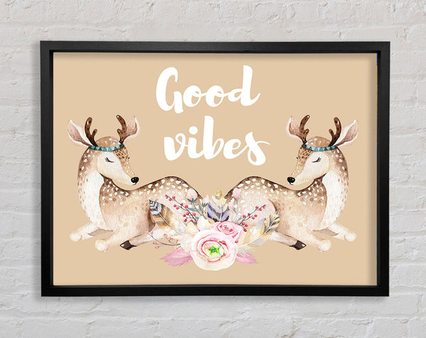 Good Vibes Woodland Animals Framed Print