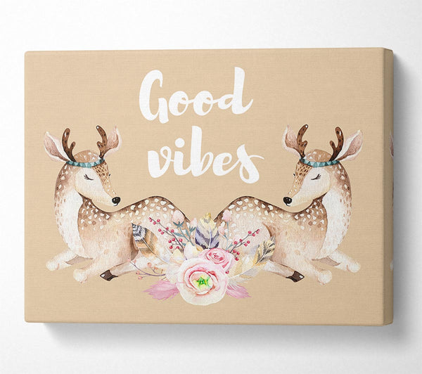  A Canvas Print of Good Vibes Woodland Animals Canvas Print