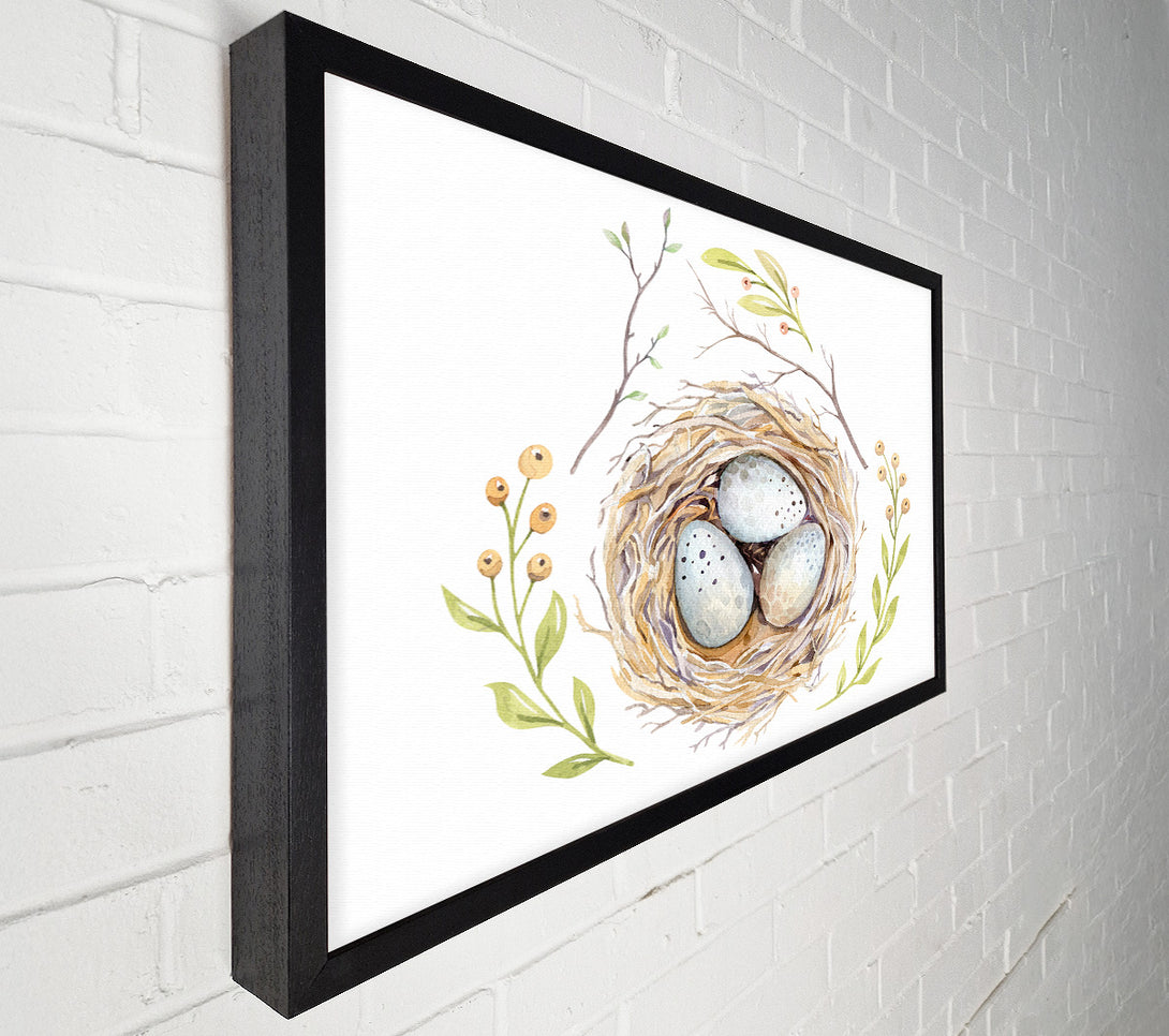  A Canvas Print of Three Eggs In A Nest Canvas Print