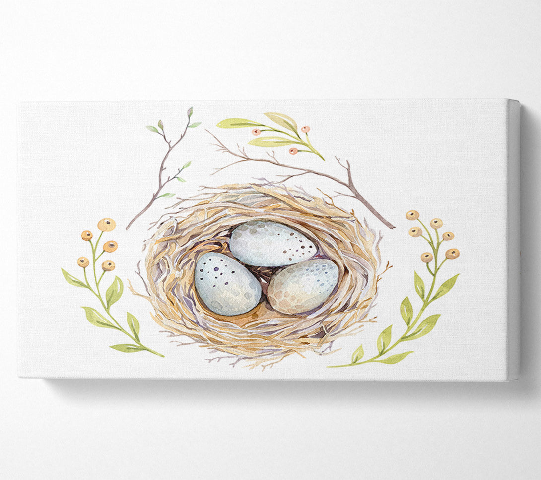  A Canvas Print of Three Eggs In A Nest Canvas Print