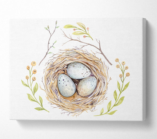  A Canvas Print of Three Eggs In A Nest Canvas Print
