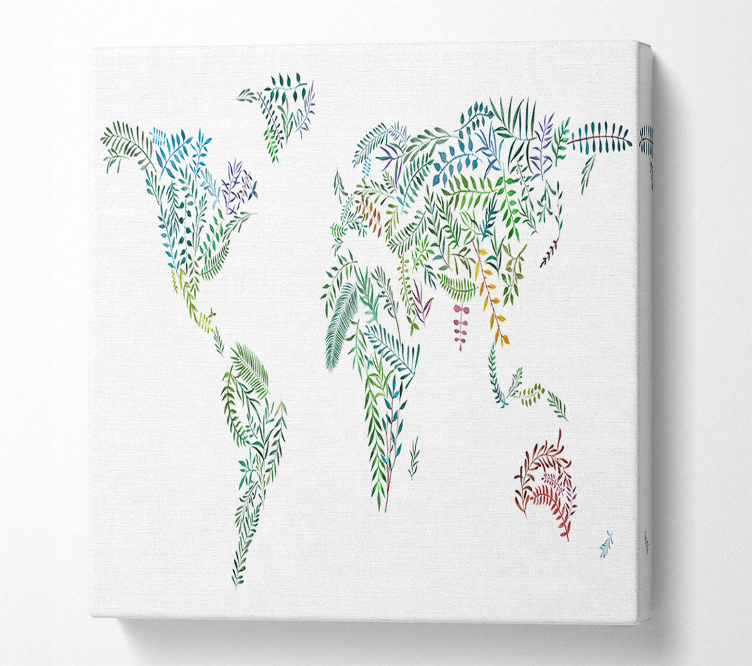  A Canvas Print of Leafy World Map Canvas Print