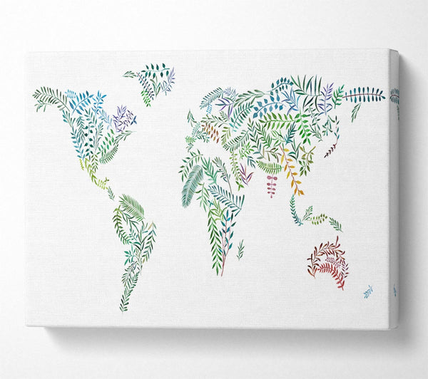  A Canvas Print of Leafy World Map Canvas Print