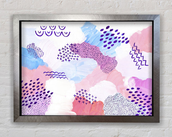 Mid Century Lilac Patterns Framed Print