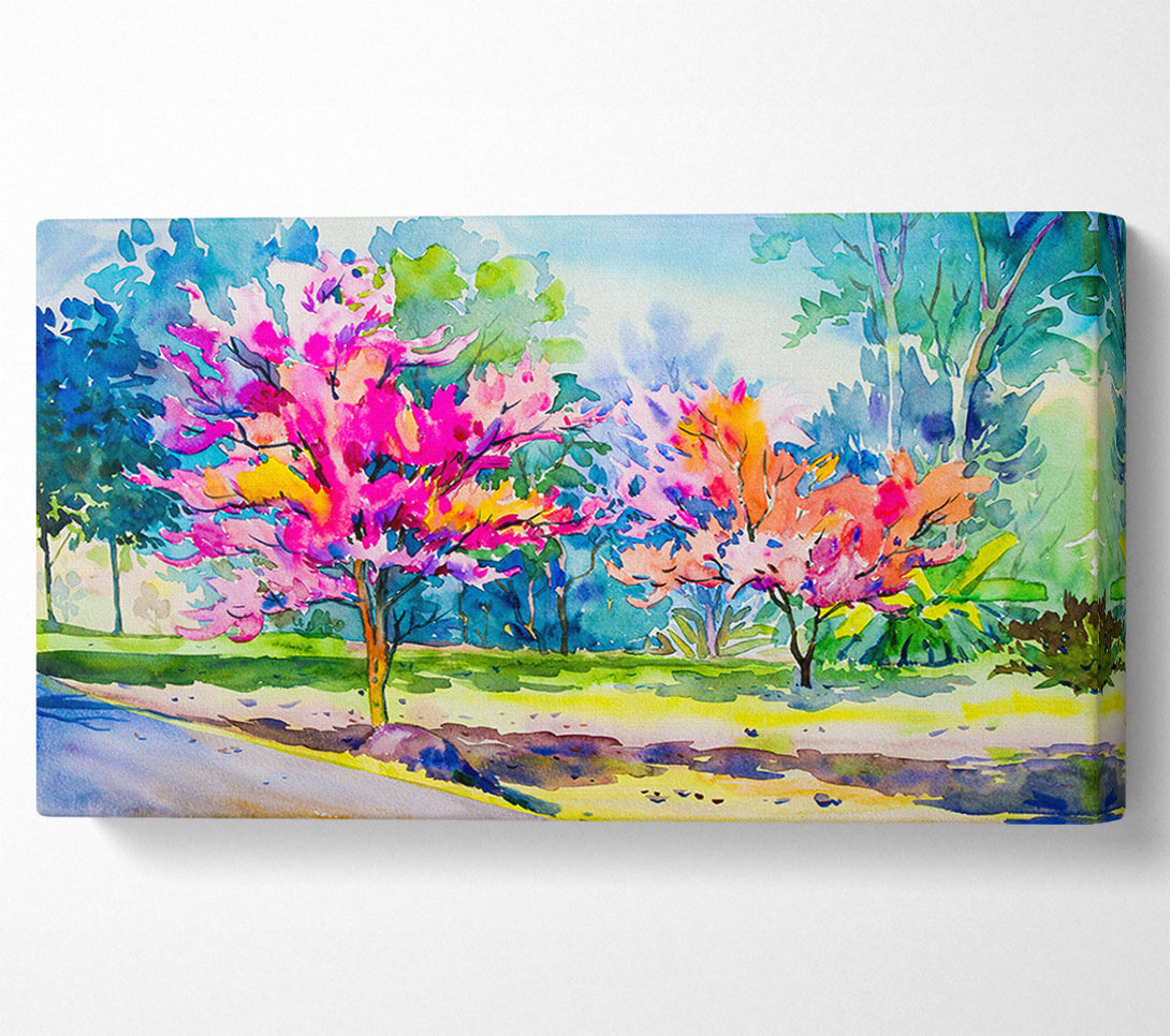  A Canvas Print of Vibrant Trees In Green Forest Canvas Art