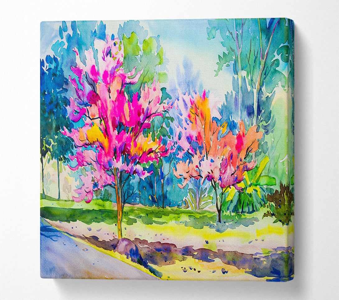 A Canvas Print of Vibrant Trees In Green Forest Canvas Art
