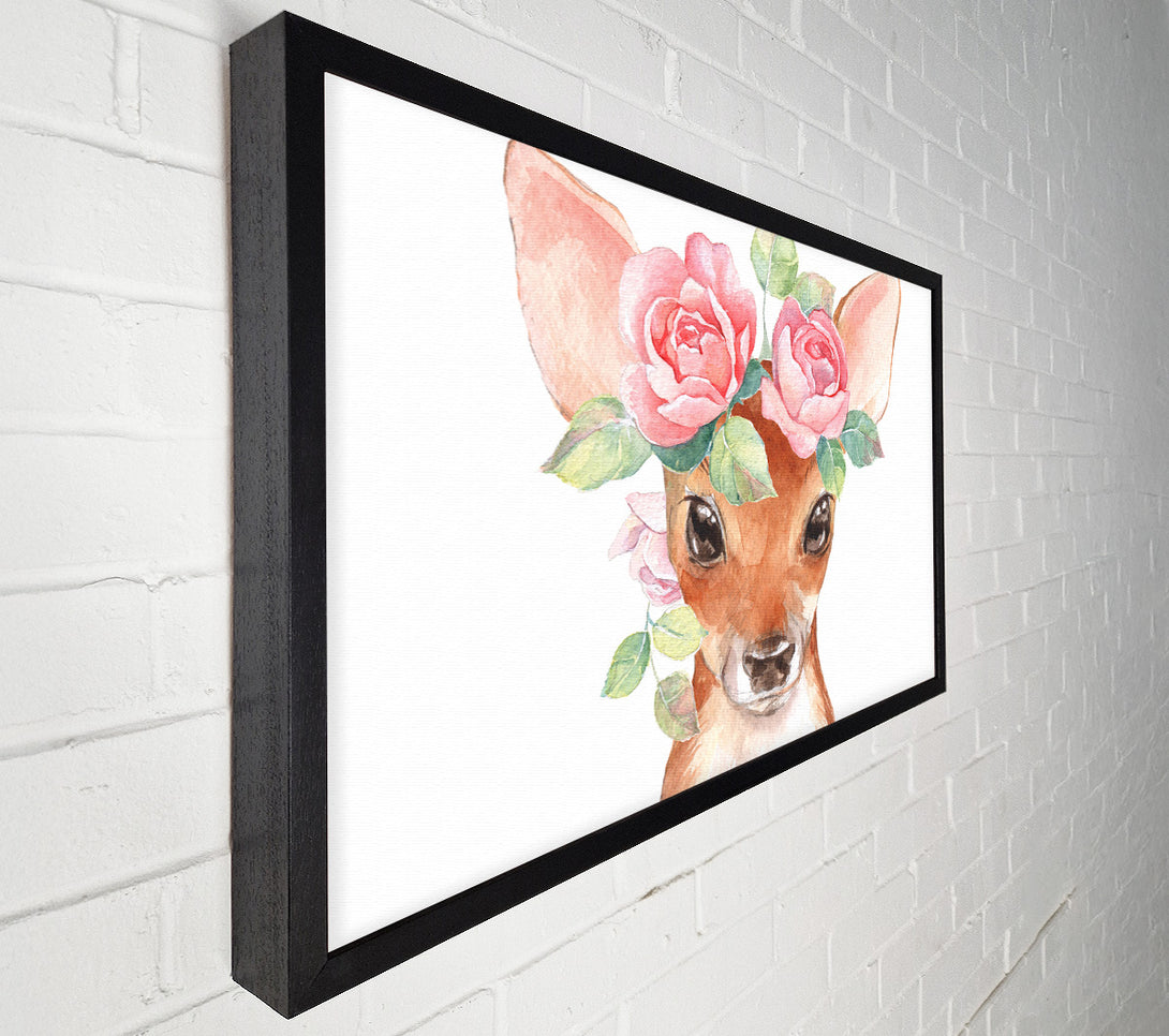  A Canvas Print of Water Colour Floral Deer Canvas Wall Art